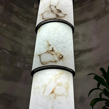 Contemporary Layered Oval Alabaster Column Pendant - 5 Layers/D13"*H55.91"(D33cm*H142cm)Warm Light 3000Keverlamps