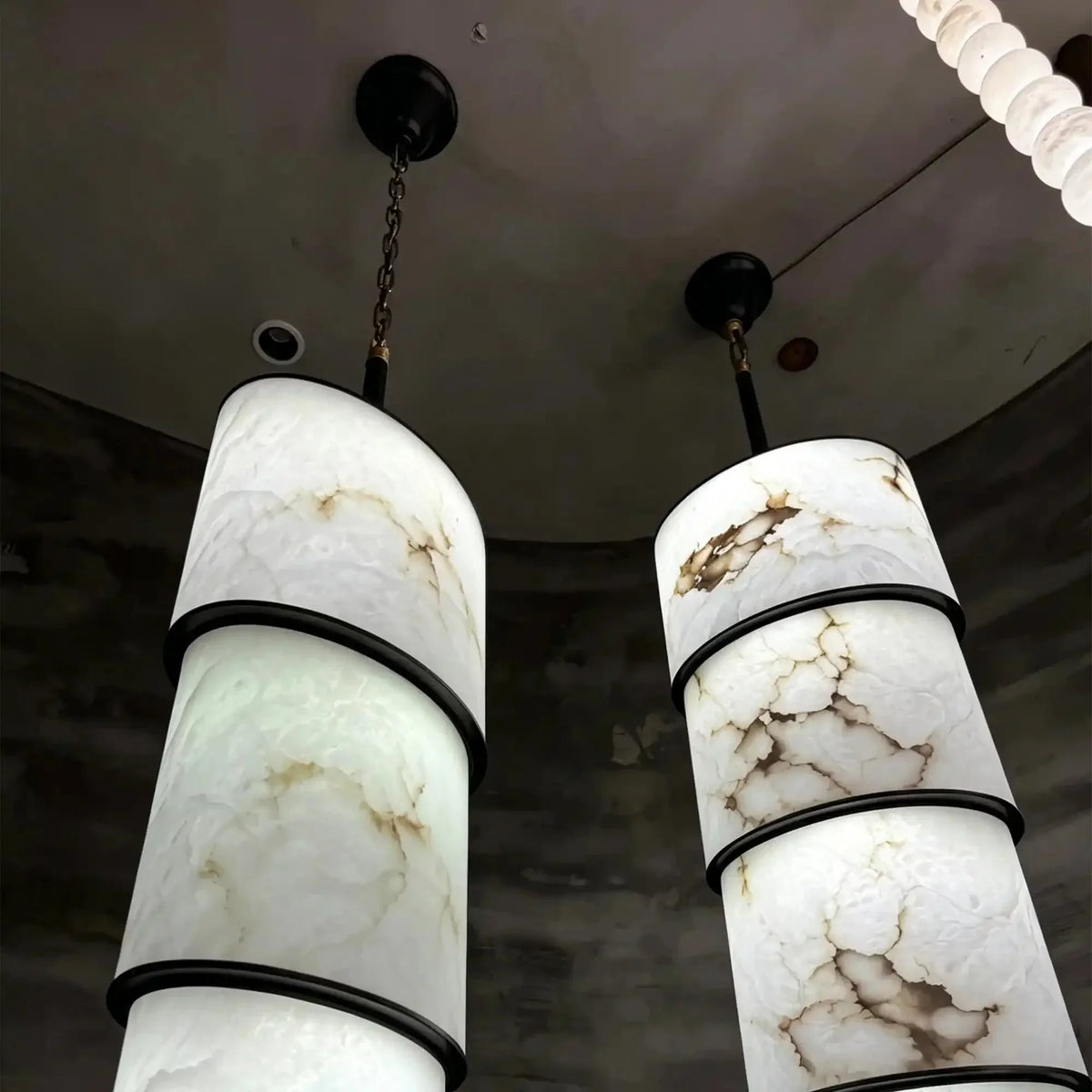 Contemporary Layered Oval Alabaster Column Pendant - 5 Layers/D13"*H55.91"(D33cm*H142cm)Warm Light 3000Keverlamps
