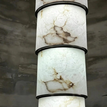 Contemporary Layered Oval Alabaster Column Pendant - 5 Layers/D13"*H55.91"(D33cm*H142cm)Warm Light 3000Keverlamps