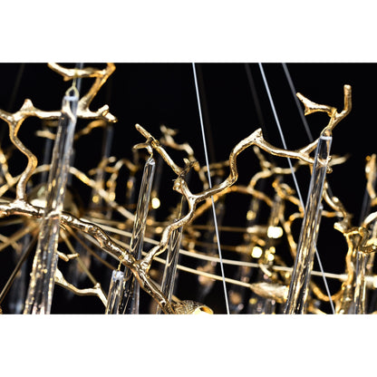 Dawn Teardrop Branch Brass Round Chandelier - 26" diameterClear Glasseverlamps