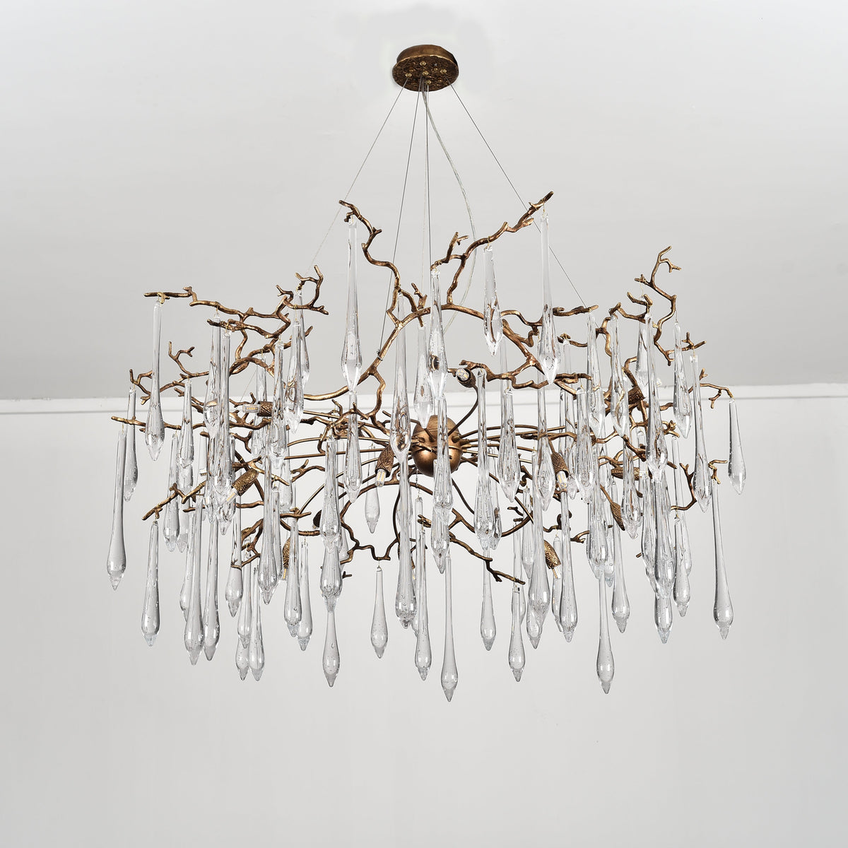 Dawn Teardrop Branch Brass Round Chandelier - 26" diameterClear Glasseverlamps