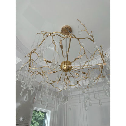 Dawn Teardrop Branch Brass Round Chandelier - 26" diameterClear Glasseverlamps