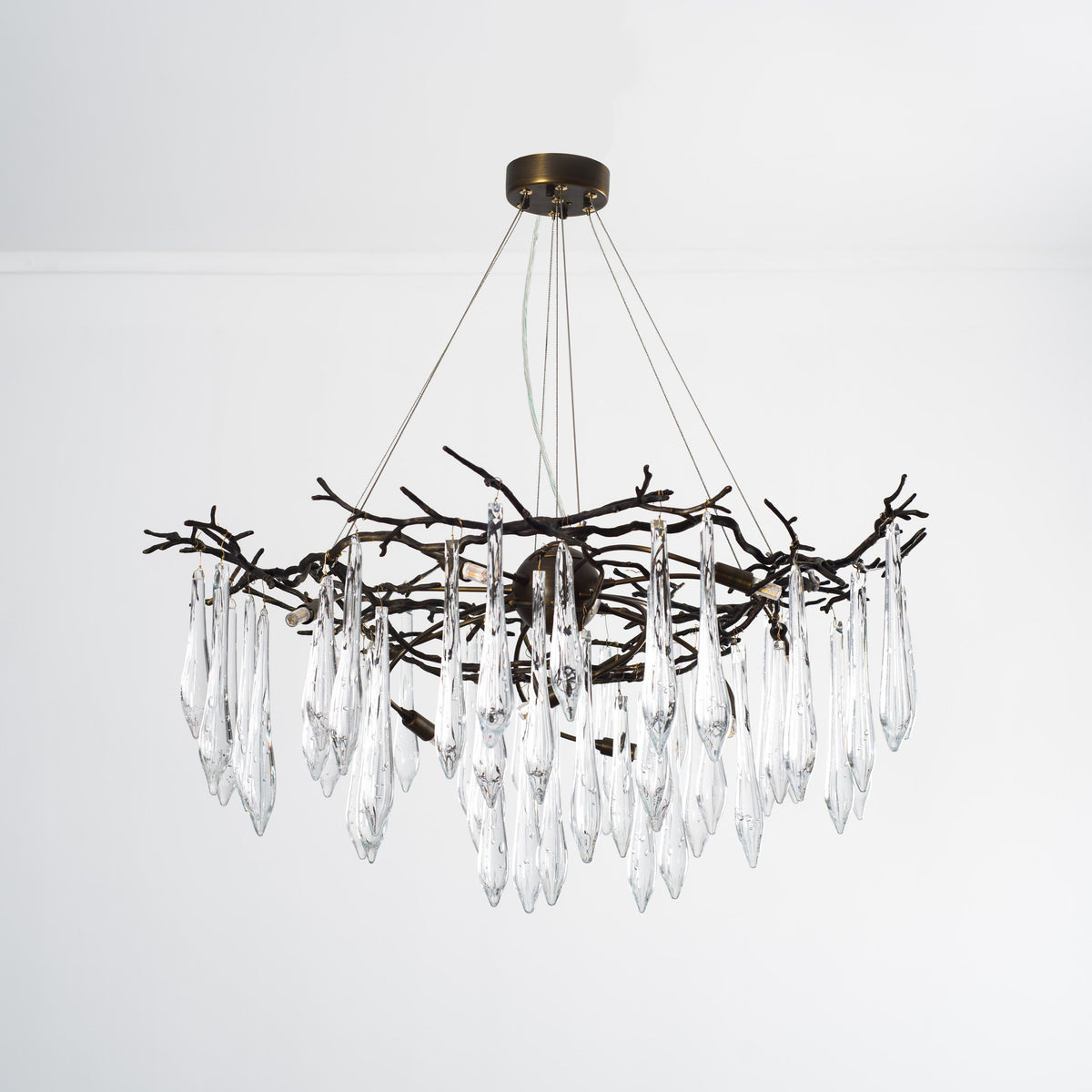 Dawn Teardrop Branch Brass Round Chandelier - 26" diameterClear Glasseverlamps