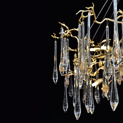 Dawn Teardrop Branch Brass Round Chandelier - 26" diameterClear Glasseverlamps
