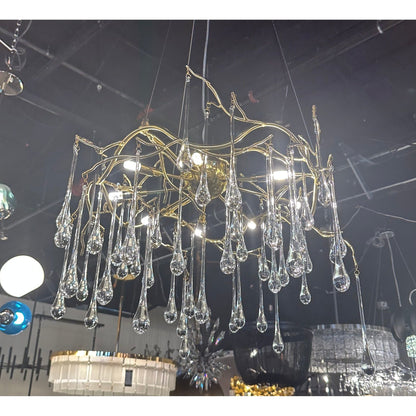 Dawn Teardrop Branch Brass Round Chandelier - 26" diameterClear Glasseverlamps