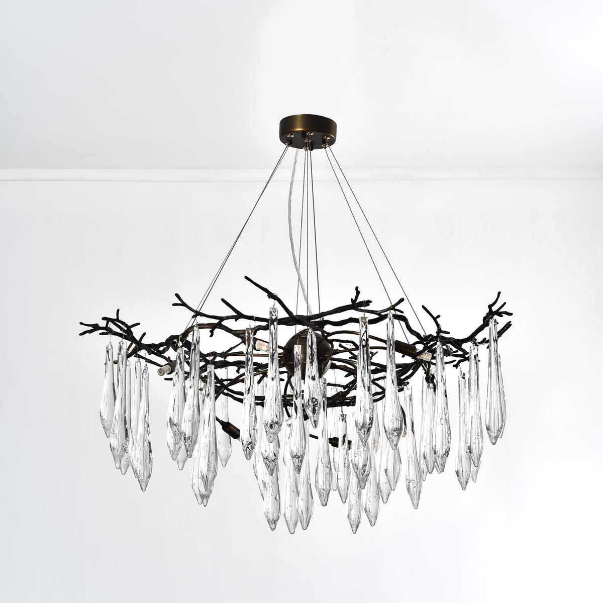 Dawn Teardrop Branch Brass Round Chandelier - 26" diameterClear Glasseverlamps
