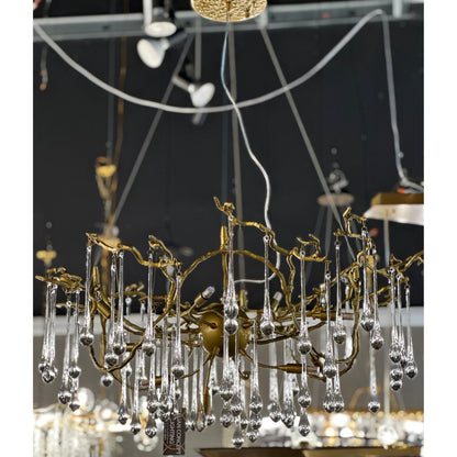 Dawn Teardrop Branch Brass Round Chandelier - 26" diameterClear Glasseverlamps
