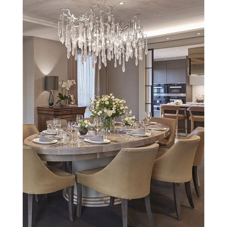 Dawn Teardrop Branch Brass Round Chandelier - 26" diameterClear Glasseverlamps
