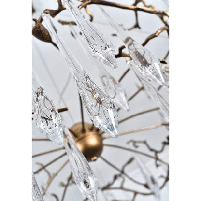 Dawn Teardrop Branch Brass Round Chandelier - 26" diameterClear Glasseverlamps