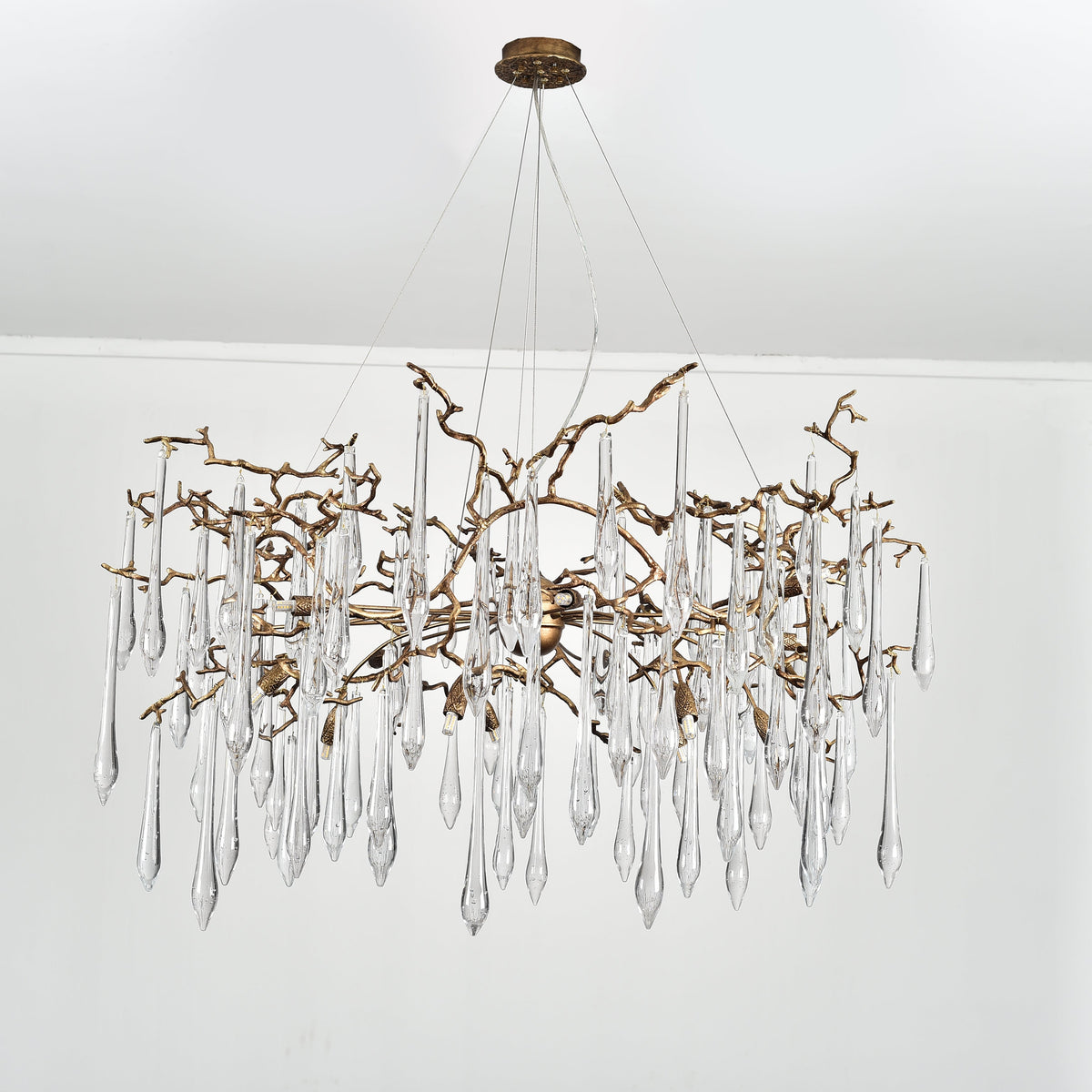 Dawn Teardrop Branch Brass Round Chandelier - 26" diameterClear Glasseverlamps