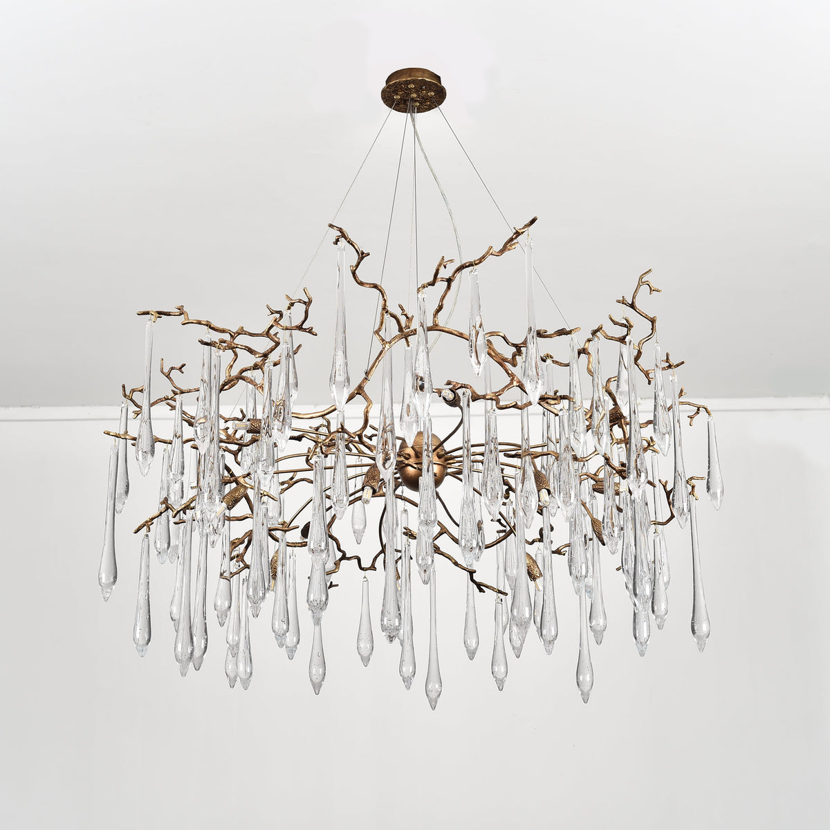 Dawn Teardrop Branch Brass Round Chandelier - 26" diameterClear Glasseverlamps