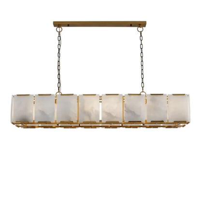 Daybreak Alabaster Rectangle Chandelier - Antique Brass / 41.5″ D - Chandelier