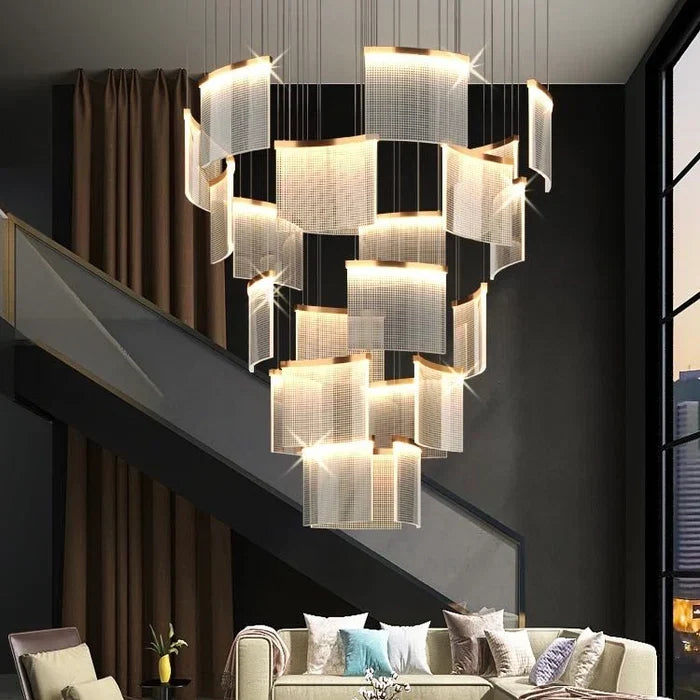 Designer Tile Chandelier For Foyer And High Ceiling Living Room