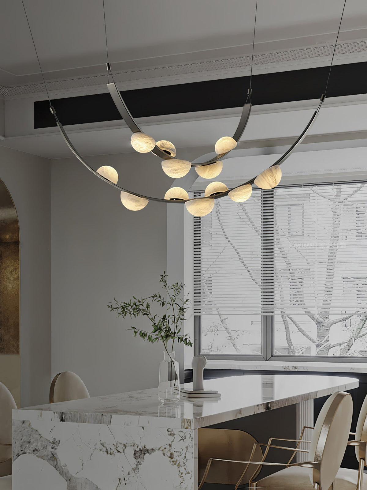 Dew Drops Alabaster Chandelier - L 188cm x H 120cm / L 74″ x H 47.2″Black & WhiteWarm Lighteverlamps