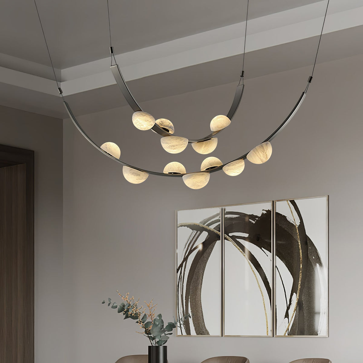 Dew Drops Alabaster Chandelier - L 188cm x H 120cm / L 74″ x H 47.2″Black & WhiteWarm Lighteverlamps