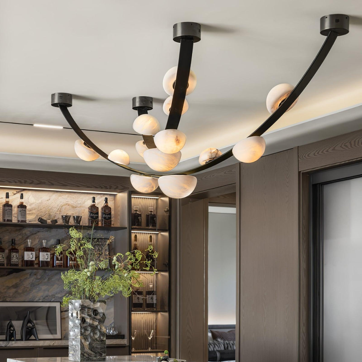 Dew Drops Alabaster Chandelier - L 188cm x H 120cm / L 74″ x H 47.2″Black & WhiteWarm Lighteverlamps