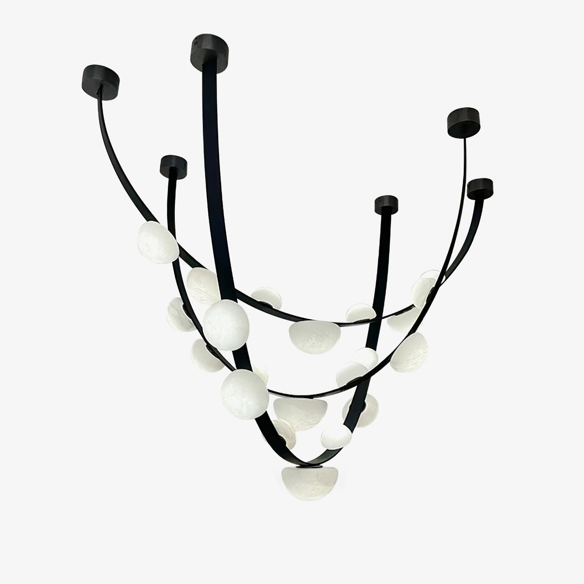 Dew Drops Alabaster Chandelier - L 188cm x H 120cm / L 74″ x H 47.2″Black & WhiteWarm Lighteverlamps