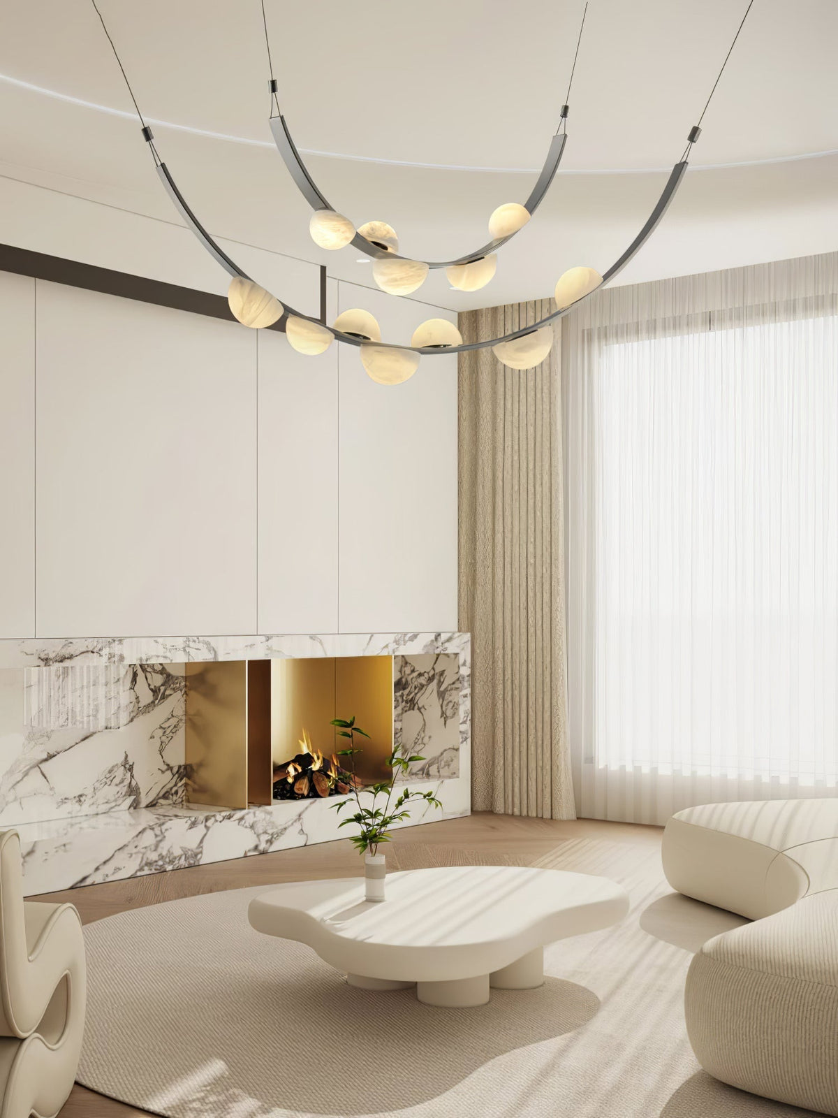 Dew Drops Alabaster Chandelier - L 188cm x H 120cm / L 74″ x H 47.2″Black & WhiteWarm Lighteverlamps