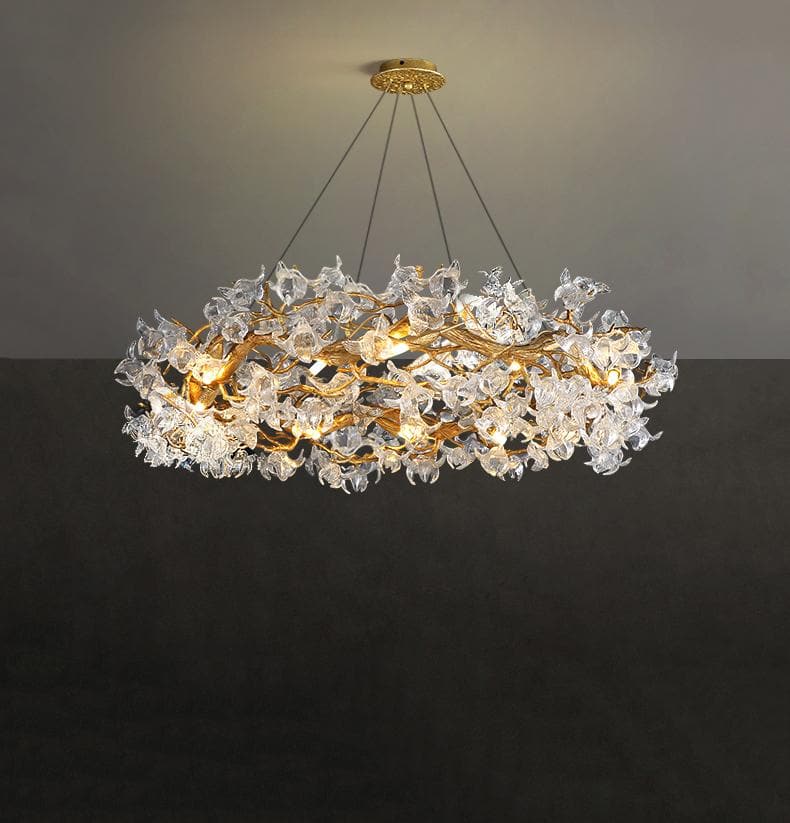 Branch Petal Crystal Round Chandelier
