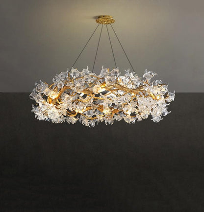 Branch Petal Crystal Round Chandelier