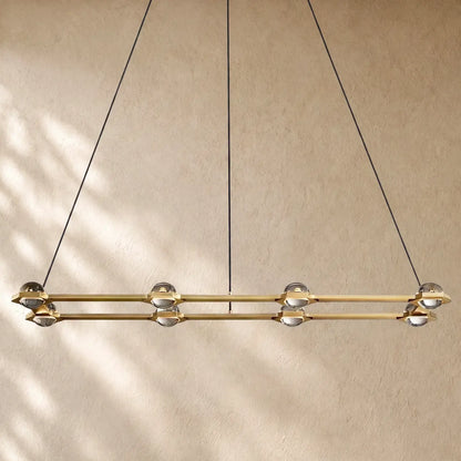 Ecletant Rectangular Chandelier - Lacquered Burnished Brass Matte Black Polished Nickel / 54’’