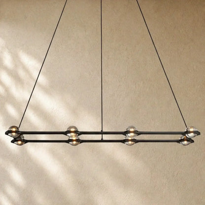 Ecletant Rectangular Chandelier - Matte Black / 54’’