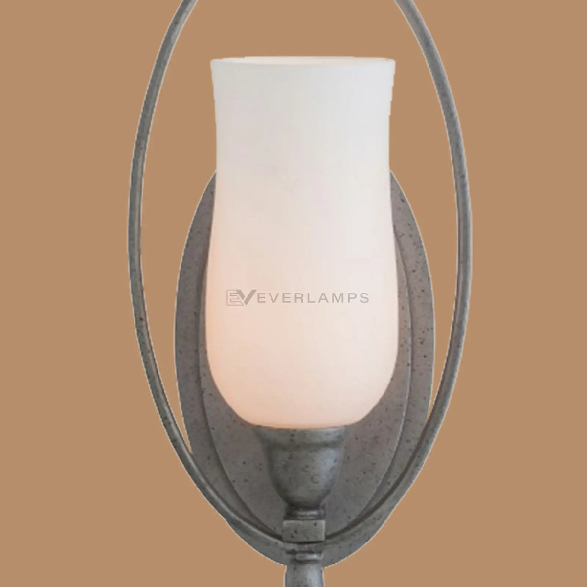 Elara Aged Iron Oval Wall Sconce with Opal Acrylic Shade