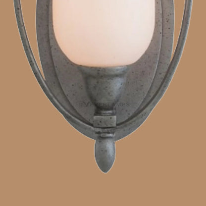 Elara Aged Iron Oval Wall Sconce with Opal Acrylic Shade