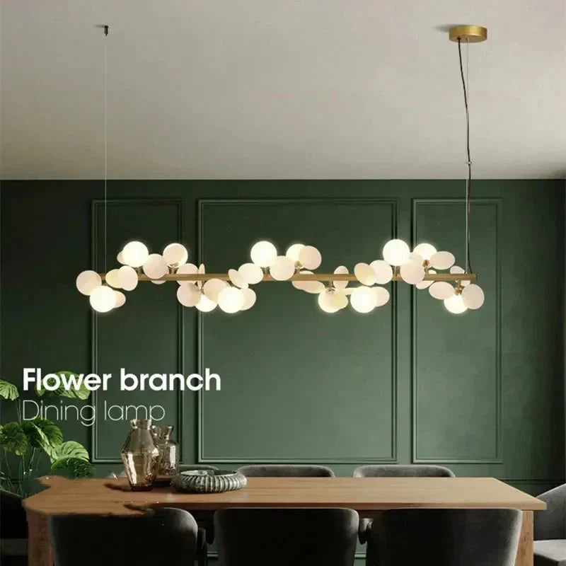 Eli Glass Globes Linear Chandelier For Dining Room - 12 LightsGrayCool white 6000Keverlamps
