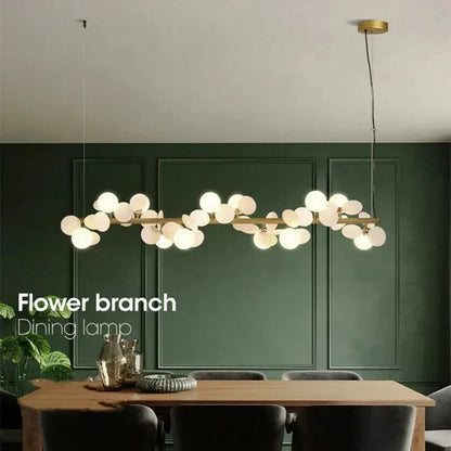 Eli Glass Globes Linear Chandelier For Dining Room - 12 LightsGrayCool white 6000Keverlamps