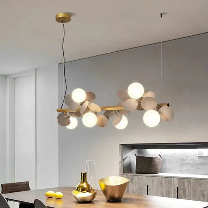 Eli Glass Globes Linear Chandelier For Dining Room - 12 LightsGrayCool white 6000Keverlamps