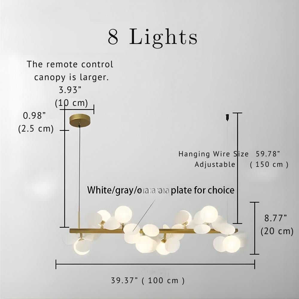 Eli Glass Globes Linear Chandelier For Dining Room - 12 LightsGrayCool white 6000Keverlamps
