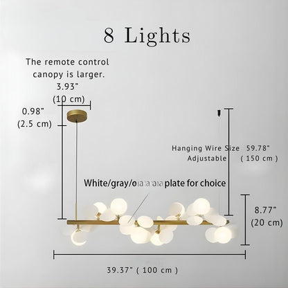 Eli Glass Globes Linear Chandelier For Dining Room - 12 LightsGrayCool white 6000Keverlamps