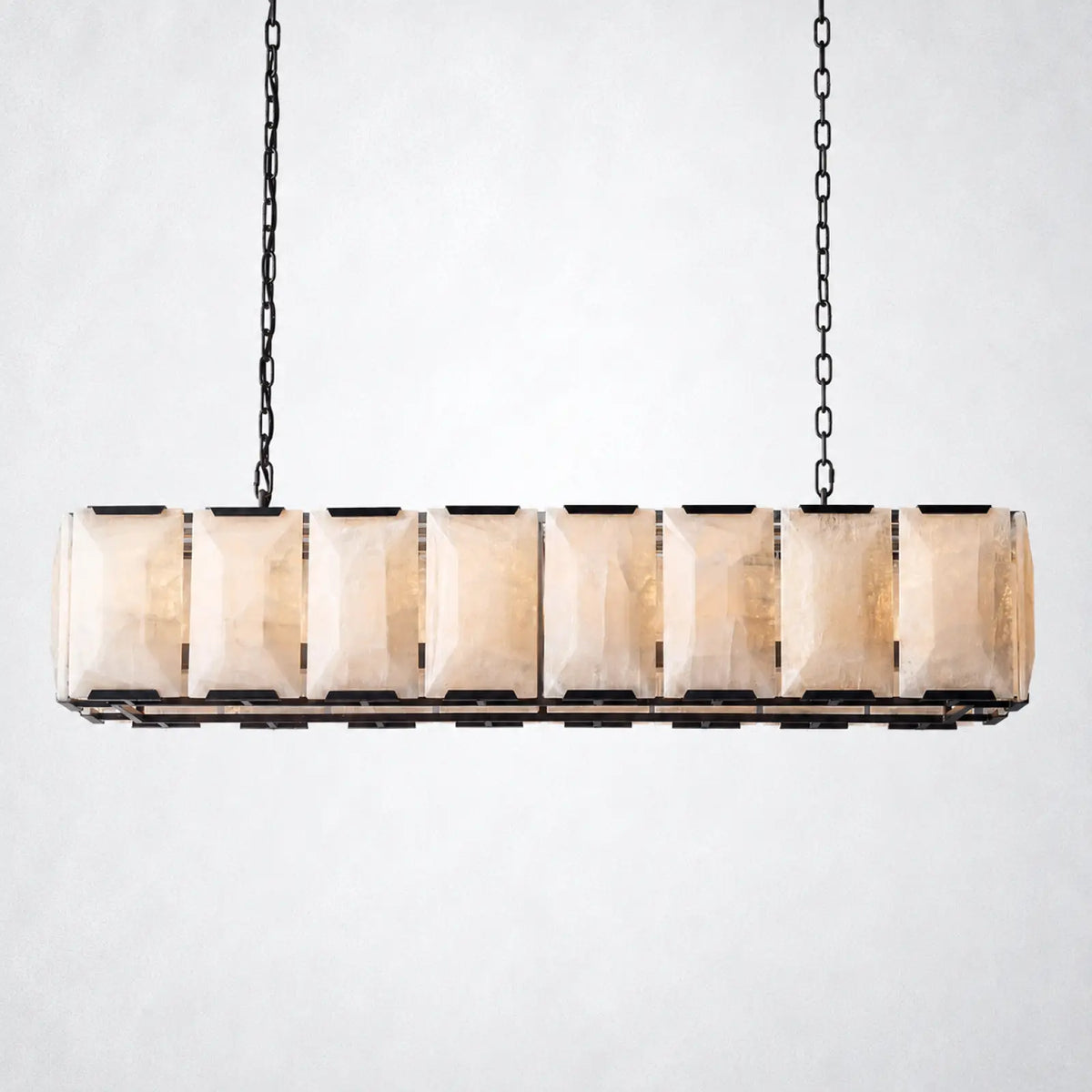 Ellington Alabaster Rectangular Chandelier 54’’ - Matte Black - Chandelier
