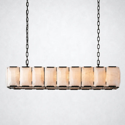 Ellington Alabaster Rectangular Chandelier 62’’ - Matte Black - Chandelier