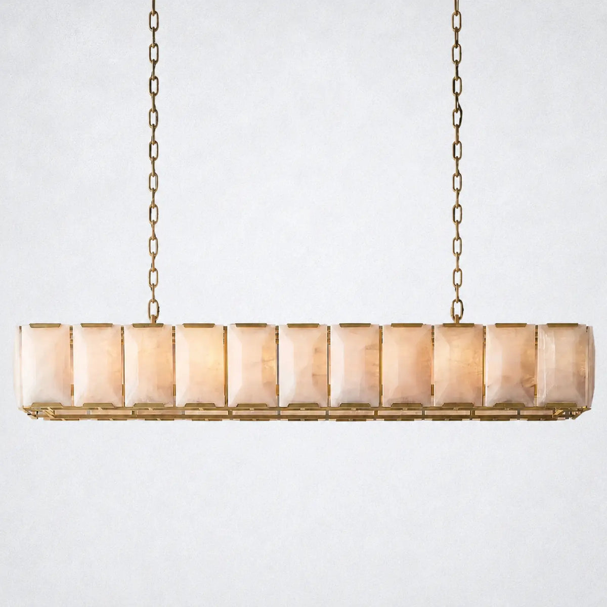 Ellington Alabaster Rectangular Chandelier 74’’ - Lacquered Brass - Chandelier