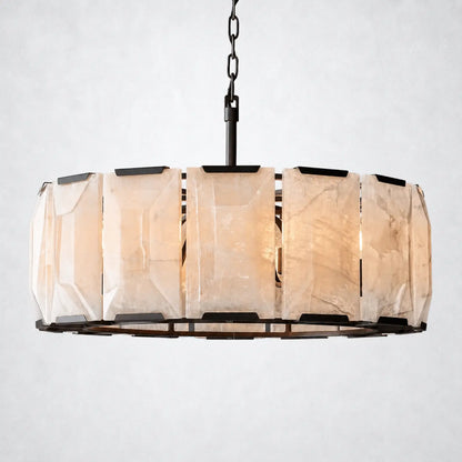 Ellington Alabaster Round Chandelier 31’’ - Matte Black - Chandelier