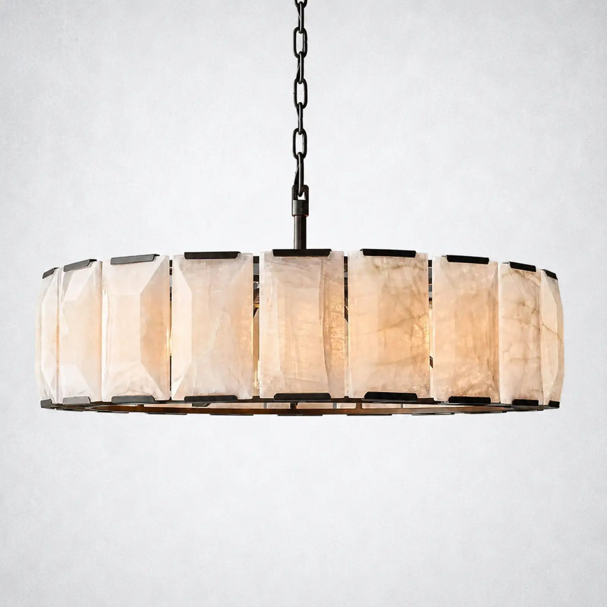 Ellington Alabaster Round Chandelier 43’’ - Matte Black - Chandelier