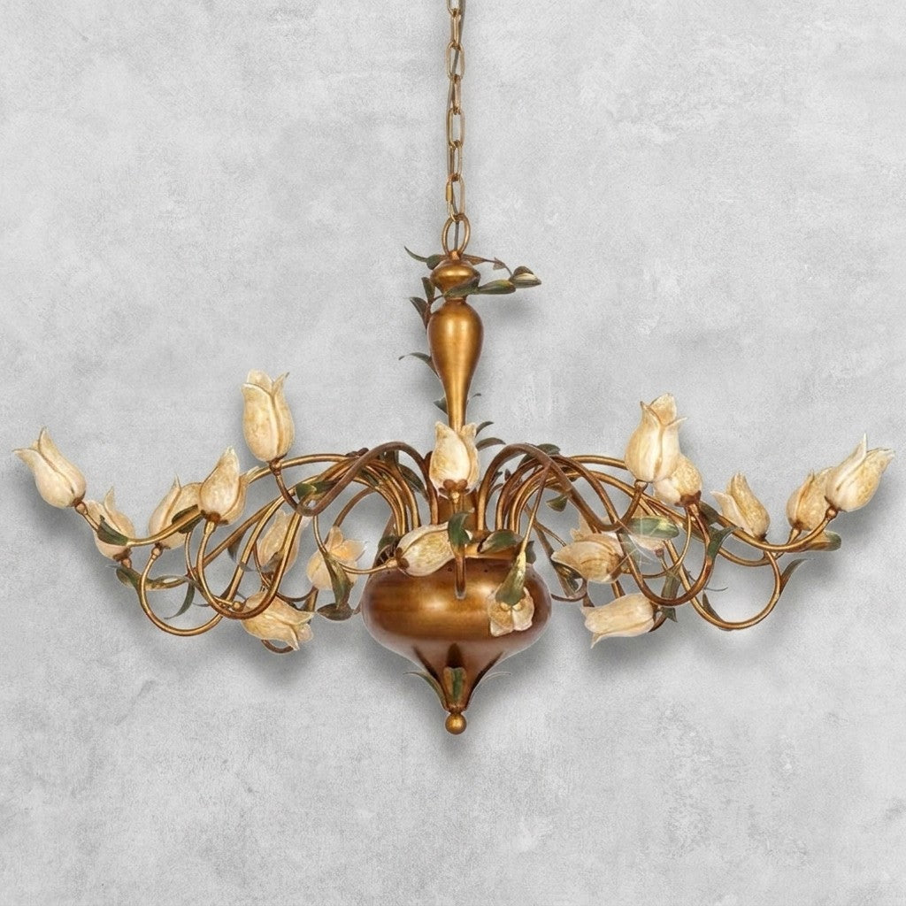 European Country Style Creative Beautiful Vintage Tulip Flower Chandelier for Dining Room Bedroom Living Room Kids Room