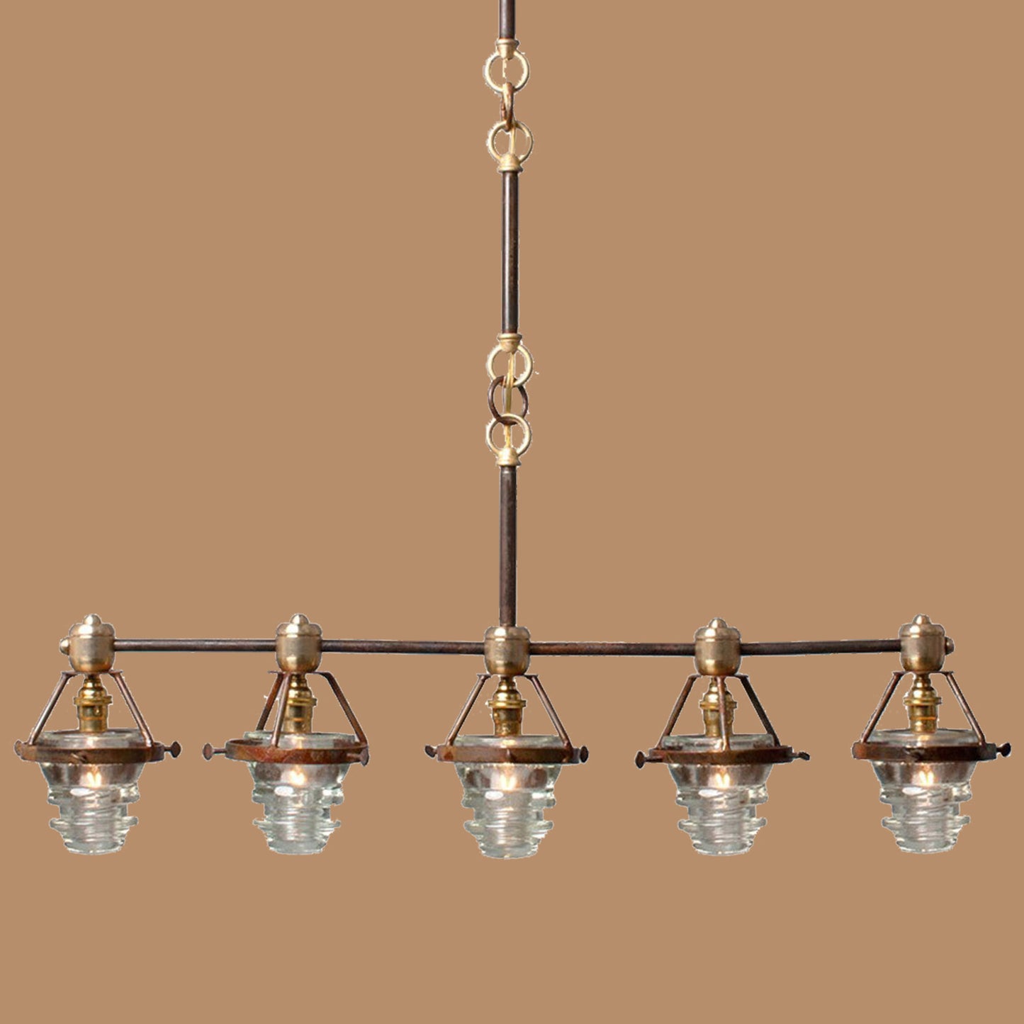 Hartwell 5-Light Ribbed Glass Linear Chandelier