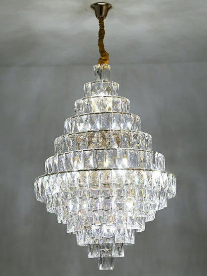 Extra Large Foyer Pure Crystal Ceiling Light Fixture Living Room Entrance Staircase Chandelier