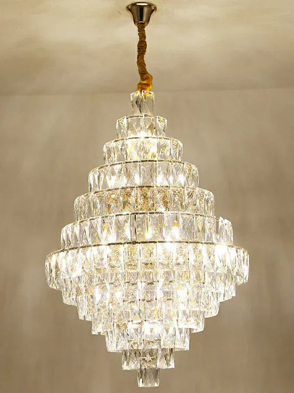 Extra Large Foyer Pure Crystal Ceiling Light Fixture Living Room Entrance Staircase Chandelier