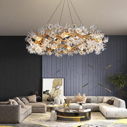 Branch Petal Crystal Round Chandelier
