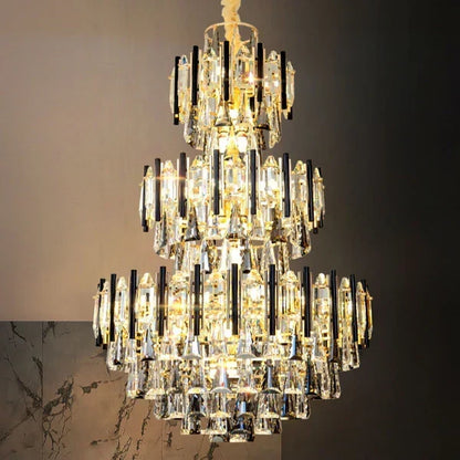 Foyer 3 Layers Extra Large Crystal Chandelier for Living Room Staircase Ceiling Lighting Fixture