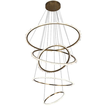 Gina Rock Crystal Multi Rings Chandelier For Staircase - 5 Rings: 15.7"D + 23.6"D + 31.5"D + 47.2"D + 59"Deverlamps