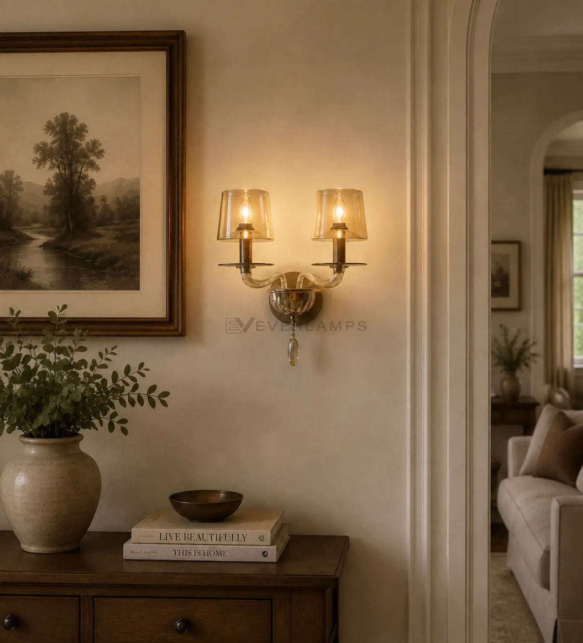 Giulien Amber Glass Double Sconce