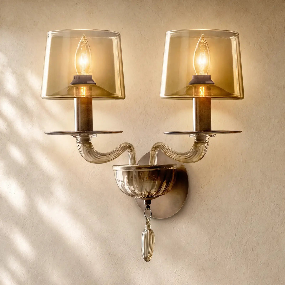 Giulien Amber Glass Double Sconce