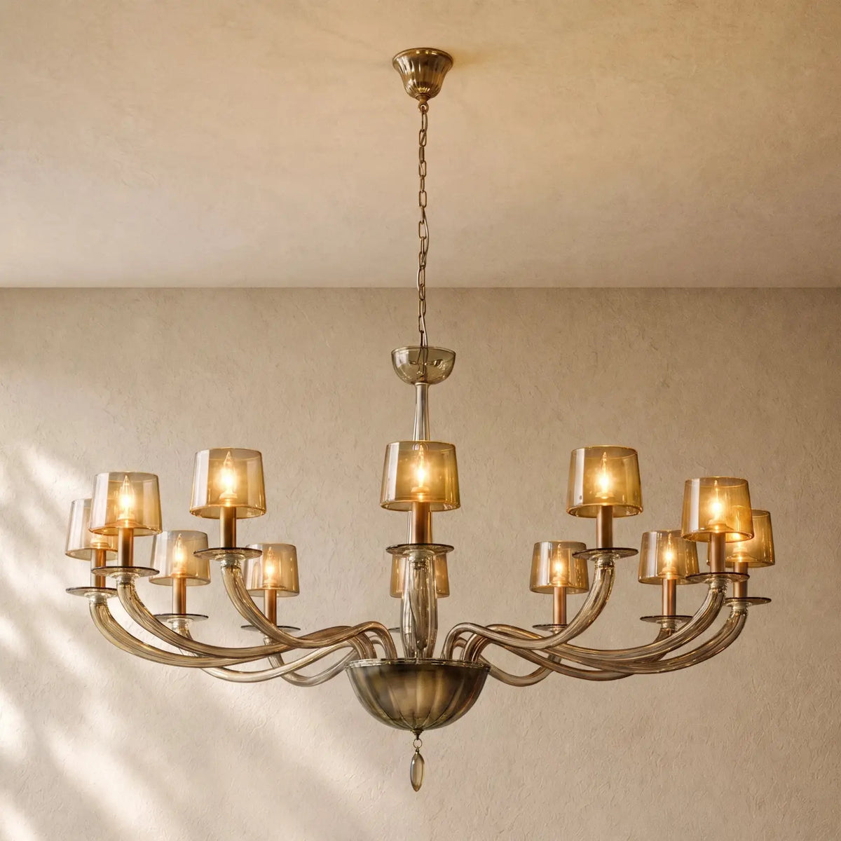 Giulien Amber Glass Round Chandelier - 34’’