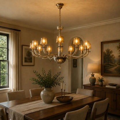 Giulien Amber Glass Round Chandelier