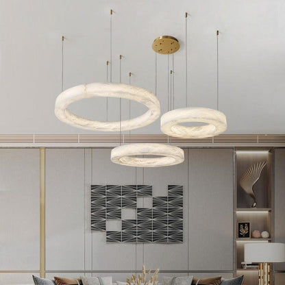 Glacera Alabaster Round Chandelier 19'' 27'' 36'' 60''D - D 27.6"Bronzeeverlamps
